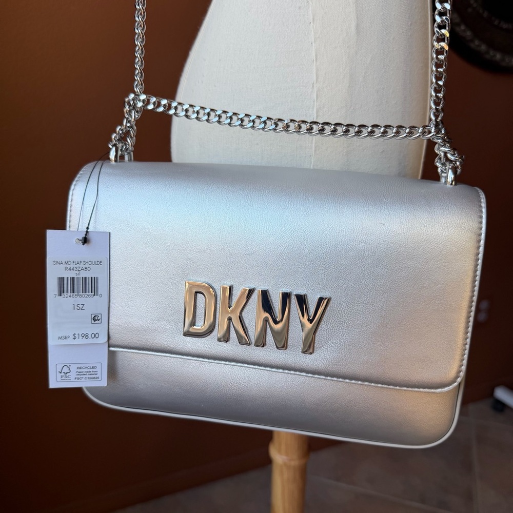 DKNY Metallic Silver Crossbody Bag